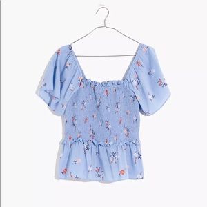 Madewell Smocked Flutter-Sleeve Top